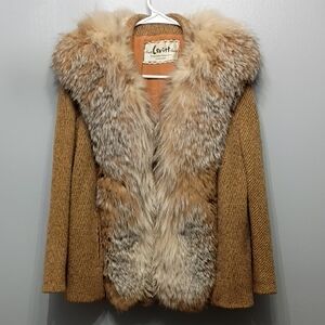 Vintage 1950/1960 Fox Fur Wool Coat Jacket Union Made Levitt Shop Chicago SZ S/M